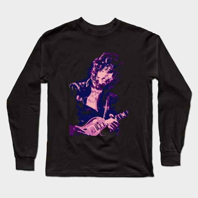 Jimmy Page Guitar Long Sleeve T-Shirt by Playful Creatives